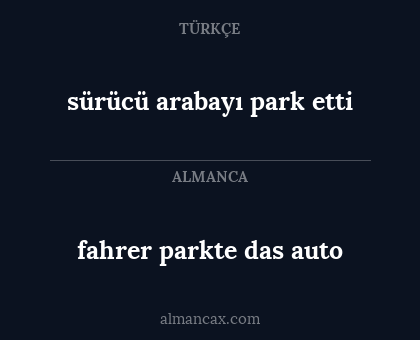 sürücü arabayı park etti - fahrer parkte das auto