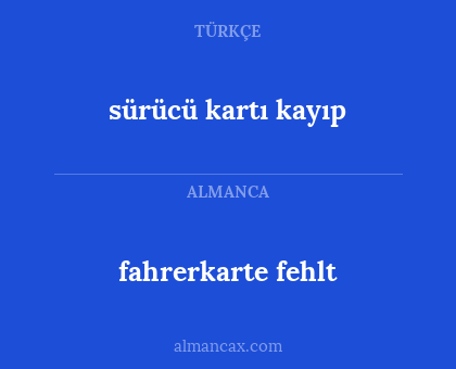 sürücü kartı kayıp - fahrerkarte fehlt