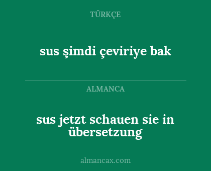 sus jetzt schauen sie in übersetzung - sus şimdi çeviriye bak
