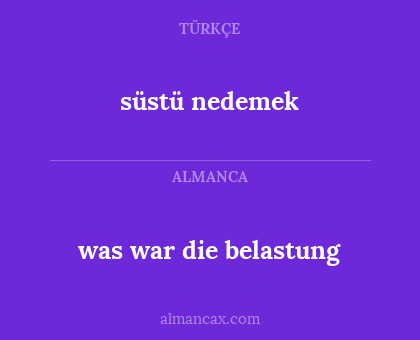 süstü nedemek - was war die belastung