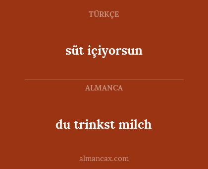 du trinkst milch - süt içiyorsun
