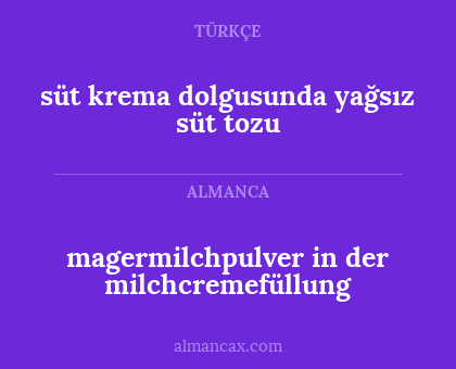 magermilchpulver in der milchcremefüllung - süt krema dolgusunda yağsız süt tozu