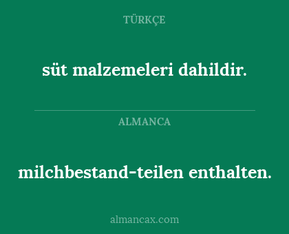 süt malzemeleri dahildir. - milchbestand-teilen enthalten.