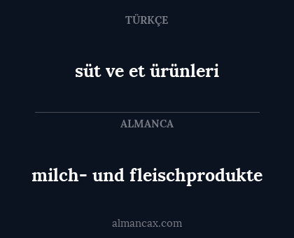 milch- und fleischprodukte - süt ve et ürünleri