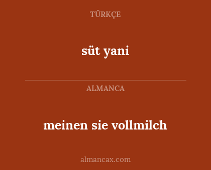 süt yani - meinen sie vollmilch
