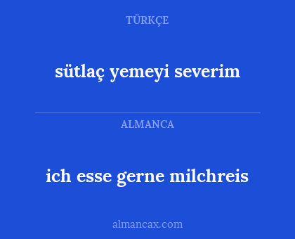 ich esse gerne milchreis - sütlaç yemeyi severim