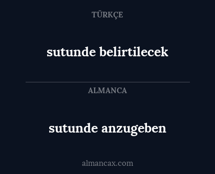 sutunde anzugeben - sutunde belirtilecek