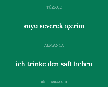 ich trinke den saft lieben - suyu severek içerim