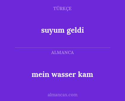 mein wasser kam - suyum geldi