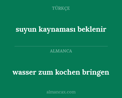 wasser zum kochen bringen - suyun kaynaması beklenir
