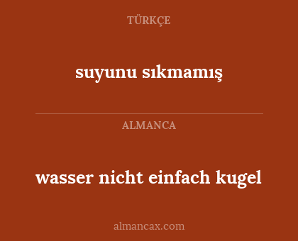 suyunu sıkmamış - wasser nicht einfach kugel
