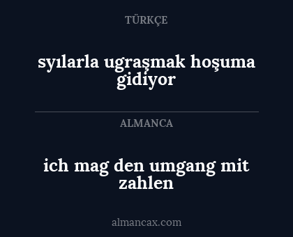 ich mag den umgang mit zahlen - syılarla ugraşmak hoşuma gidiyor