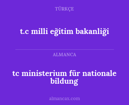 tc ministerium für nationale bildung - t.c milli eğitim bakanliği
