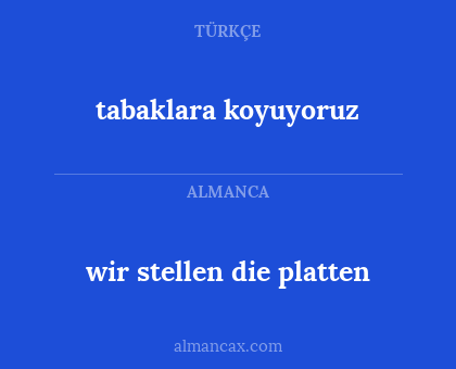 tabaklara koyuyoruz - wir stellen die platten