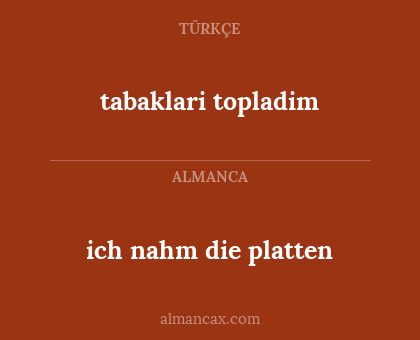 ich nahm die platten - tabaklari topladim