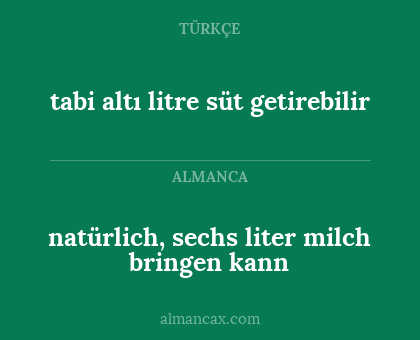 tabi altı litre süt getirebilir - natürlich, sechs liter milch bringen kann