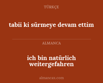 ich bin natürlich weitergefahren - tabii ki sürmeye devam ettim