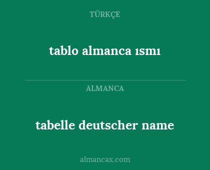 tablo almanca ısmı - tabelle deutscher name