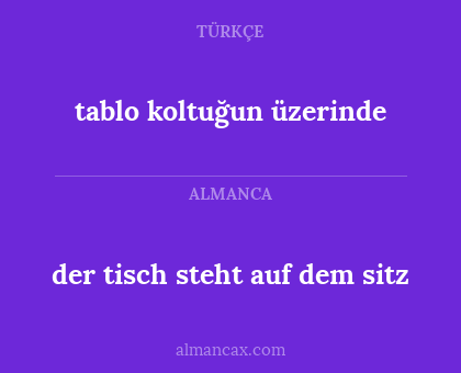 tablo koltuğun üzerinde - der tisch steht auf dem sitz