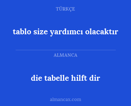 die tabelle hilft dir - tablo size yardımcı olacaktır