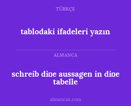tablodaki ifadeleri yazın - schreib di̇e aussagen in di̇e tabelle