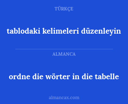 tablodaki kelimeleri düzenleyin - ordne die wörter in die tabelle
