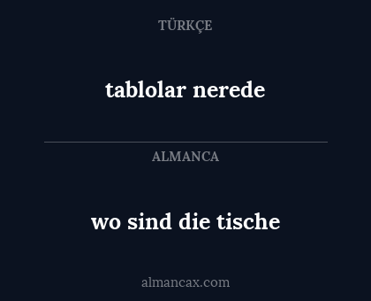 wo sind die tische - tablolar nerede