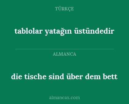 tablolar yatağın üstündedir - die tische sind über dem bett