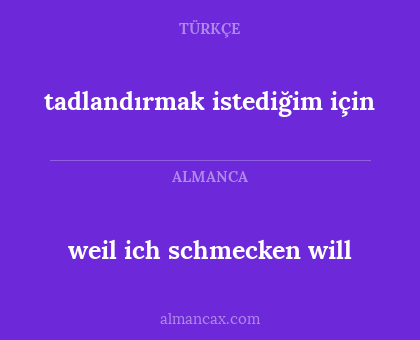 weil ich schmecken will - tadlandırmak istediğim için