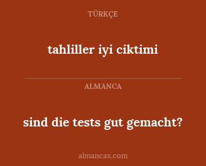 sind die tests gut gemacht? - tahliller iyi ciktimi