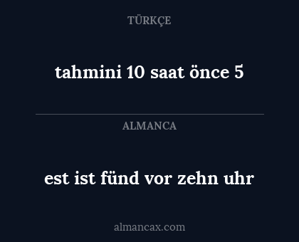 tahmini 10 saat önce 5 - est ist fünd vor zehn uhr