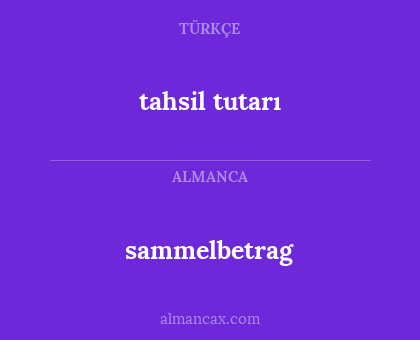 sammelbetrag - tahsil tutarı