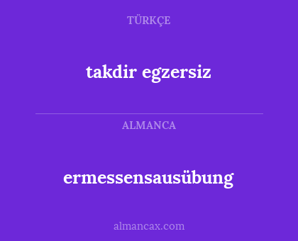 ermessensausübung - takdir egzersiz