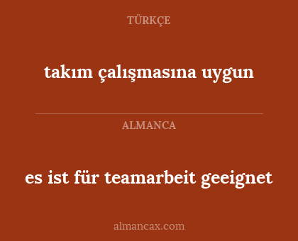 takım çalışmasına uygun - es ist für teamarbeit geeignet