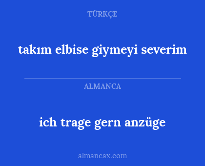 ich trage gern anzüge - takım elbise giymeyi severim