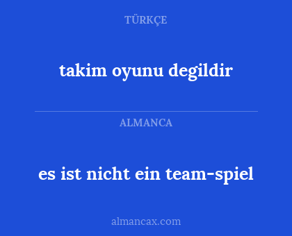 es ist nicht ein team-spiel - takim oyunu degildir