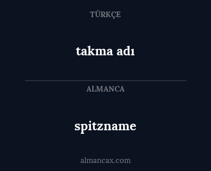spitzname - takma adı