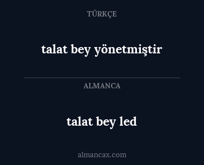 talat bey led - talat bey yönetmiştir