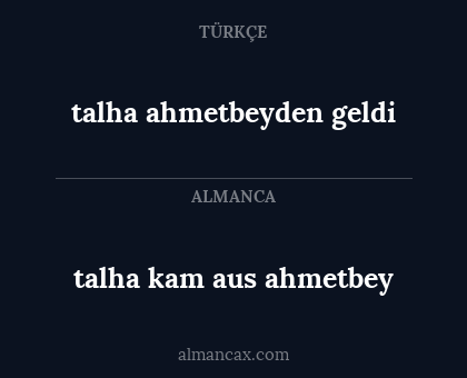 talha kam aus ahmetbey - talha ahmetbeyden geldi