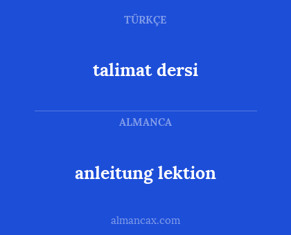 anleitung lektion - talimat dersi