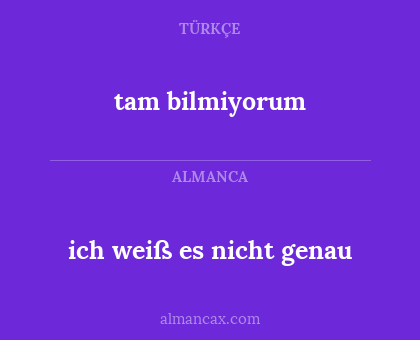 tam bilmiyorum - ich weiß es nicht genau