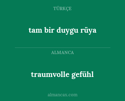 tam bir duygu rüya - traumvolle gefühl