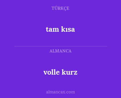 tam kısa - volle kurz
