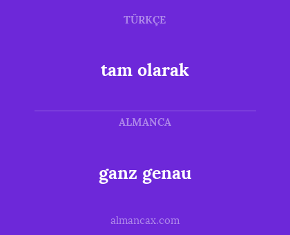 ganz genau - tam olarak