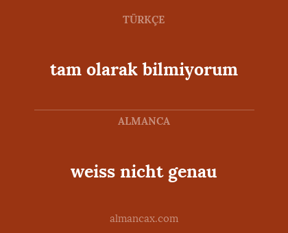 tam olarak bilmiyorum - weiss nicht genau
