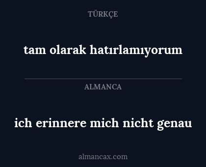ich erinnere mich nicht genau - tam olarak hatırlamıyorum