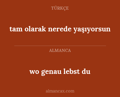 wo genau lebst du - tam olarak nerede yaşıyorsun