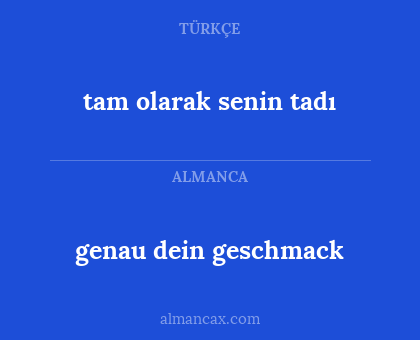 genau dein geschmack - tam olarak senin tadı