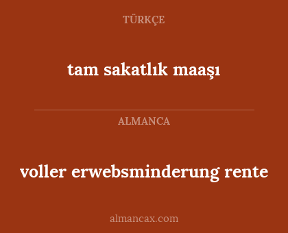tam sakatlık maaşı - voller erwebsminderung rente