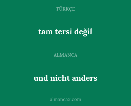 und nicht anders - tam tersi değil